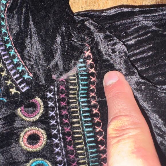 VTG Coldwater Creek Velvet Embroidered Southwestern Aztec Coat Jacket Women's PM - Picture 5 of 7